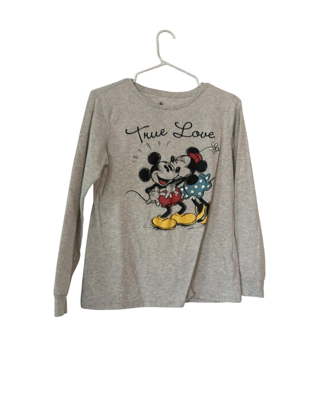 Disney Gray Long-Sleeve Tee with Mickey & Minnie 'True Love' Graphic